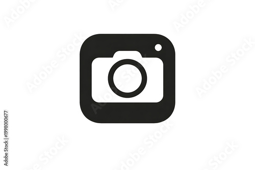 Minimal camera icon on dark background photography symbol isolated on transparent background