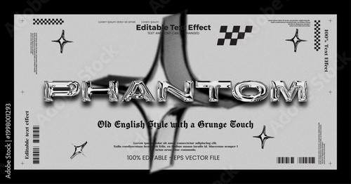 Bild auf Leinwand Phantom Core Gothic Metal Text Effect with Grunge Y2K Style