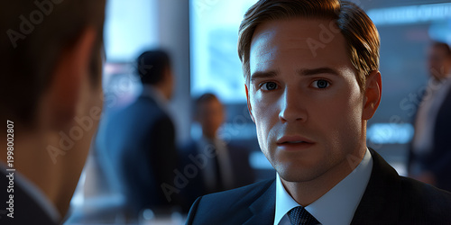 Company Leader Discussing Market Trends with Clear Facial Detail for Strategic Business Analysis and Growth Planning