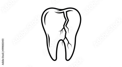 A simple black and white line drawing depicts a cracked tooth highlighting dental damage and fragility
