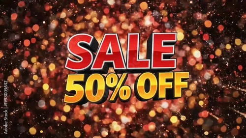 Spectacular 50 Off Sale with Dazzling Fireworks and Golden Sparkles.