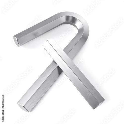 Two silver Allen wrenches crossed on a white background.