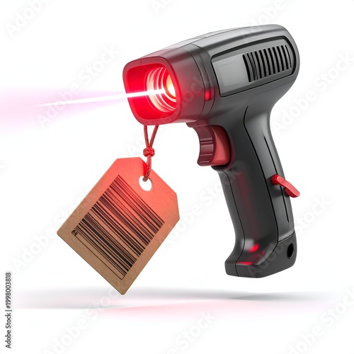 Barcode Scanner Reading Tag with Laser Light for Retail.