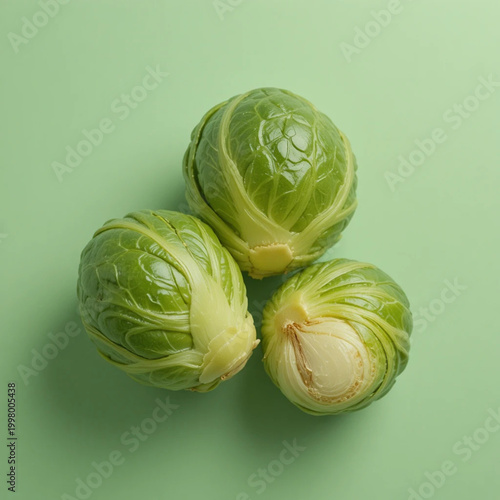 Brussels sprouts on a green isolated
