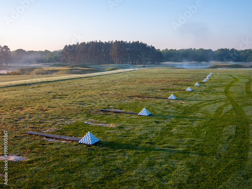 Golf Ball pyramids on driving range at Hampton Cove in Alabama