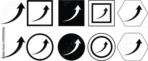 Vector up arrow. Black rising arrow isolated