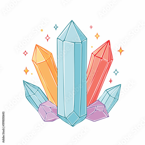 Colorful Crystal Cluster Illustration