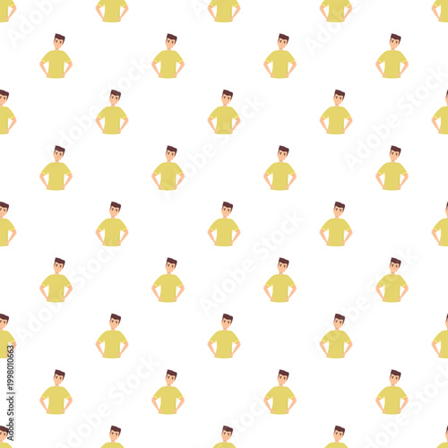 Young men avatars creating a seamless pattern, representing repetition and individuality