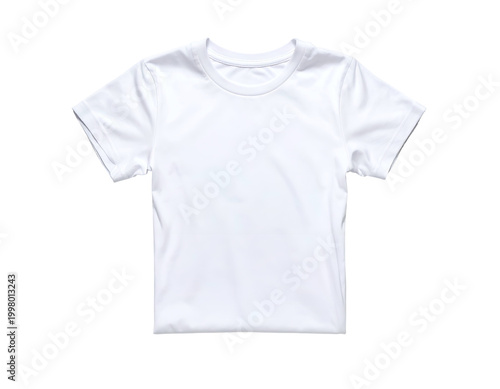 Plain white crew neck short sleeve t-shirt on white background (2)