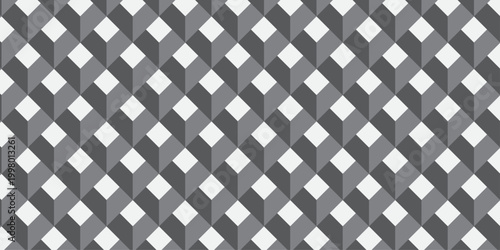 Abstract square geometric cube creative concept triangle overlap square technology background 3d modeling cubes Illustration decoration seamless black and white material pattern square design.