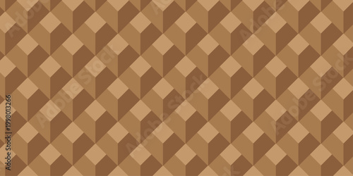 Abstract square geometric cube creative concept triangle overlap square technology background 3d modeling cubes Illustration decoration seamless brown material pattern square design.