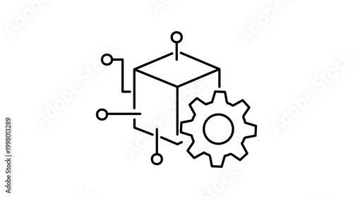 Utility Token Minimalist Black Line Vector Icon on White Background Representing Blockchain Technology, Digital Assets, and Software Development with Editable Stroke and Adjustable Line Weight.