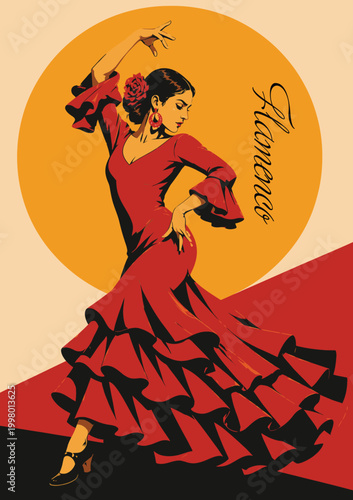 081-08-Woman performing flamenco dance, moving with passion and traditional spanish cultural rhythm