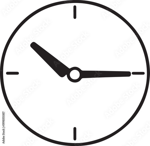Simple black and white clock face icon minimalist vector illustration representing time and punctuality for web and app design