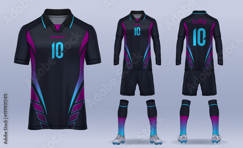 t-shirt sport design template, Soccer jersey mockup for football club. uniform front and back view.