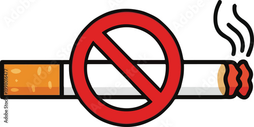Horizontal No Smoking Sign with Cigarette and Smoke in Red and Orange Colors Keywords: no smoking, prohibition,... downlod