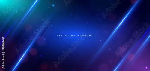 Abstract futuristic background featuring diagonal glowing light stripes.