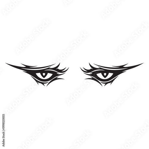 Tribal Evil Eyes Vector Graphic for Predator Stare Decals Tattoo Design and Aggressive Vehicle Styling Art