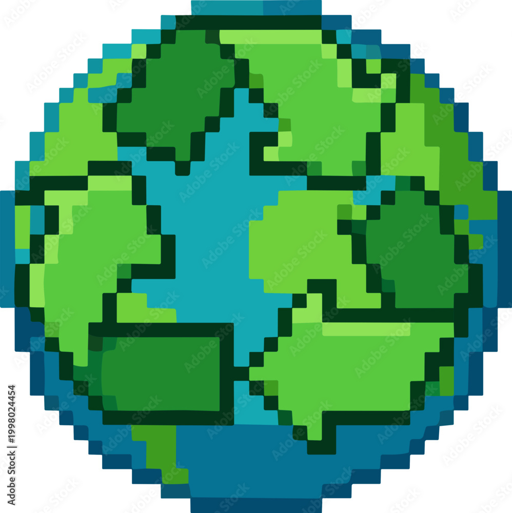 Fototapeta premium Eco Pixel Earth Illustration