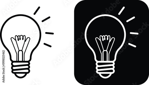 Black and white light bulb one on white, one on black