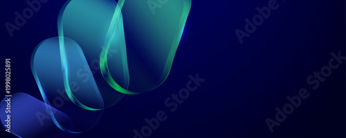 Abstract 3D glowing glass capsules on a dark background