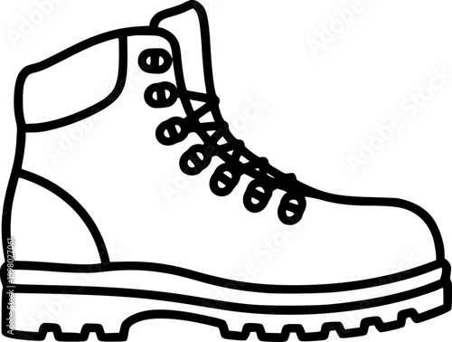 Hiking boot icon outdoor work shoe footwear symbol isolated on white background