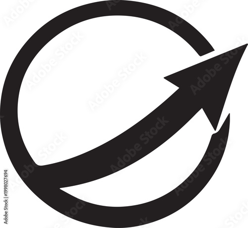 Modern black refresh circular arrow icon Vector