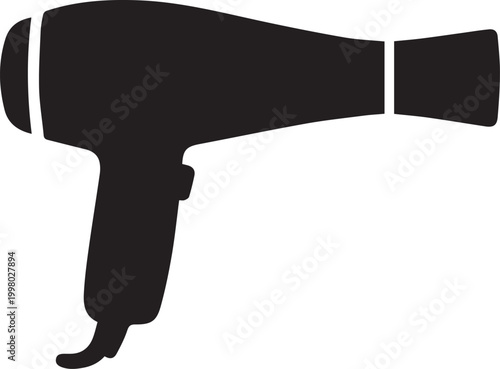 Black hair dryer with handle and nozzle attachment Vector