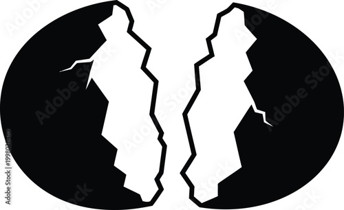 Broken Heart Symbol Silhouette Icon