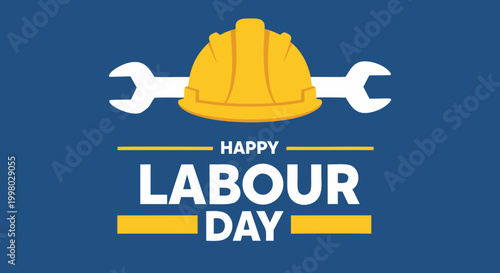 Happy Labor Day! Celebrate Workers With This Festive Graphic Featuring A Hard Hat And Tools