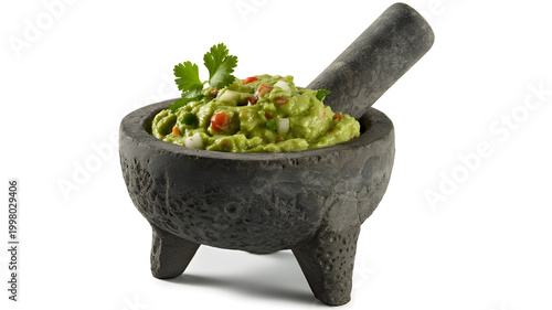 A traditional molcajete filled with guacamole  