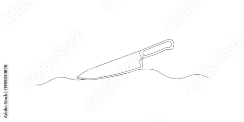 One line drawing of kitchen knife. Continuous line of sharp cutting tool. Cooking utensil concept. Modern minimalist style. single line art vector illustration.