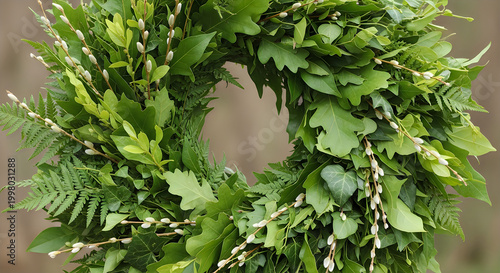 Lush green foliage with dense leaves and branches illustration