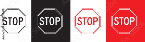 Stop sign variations a colorful and silhouette exploration of a common road sign