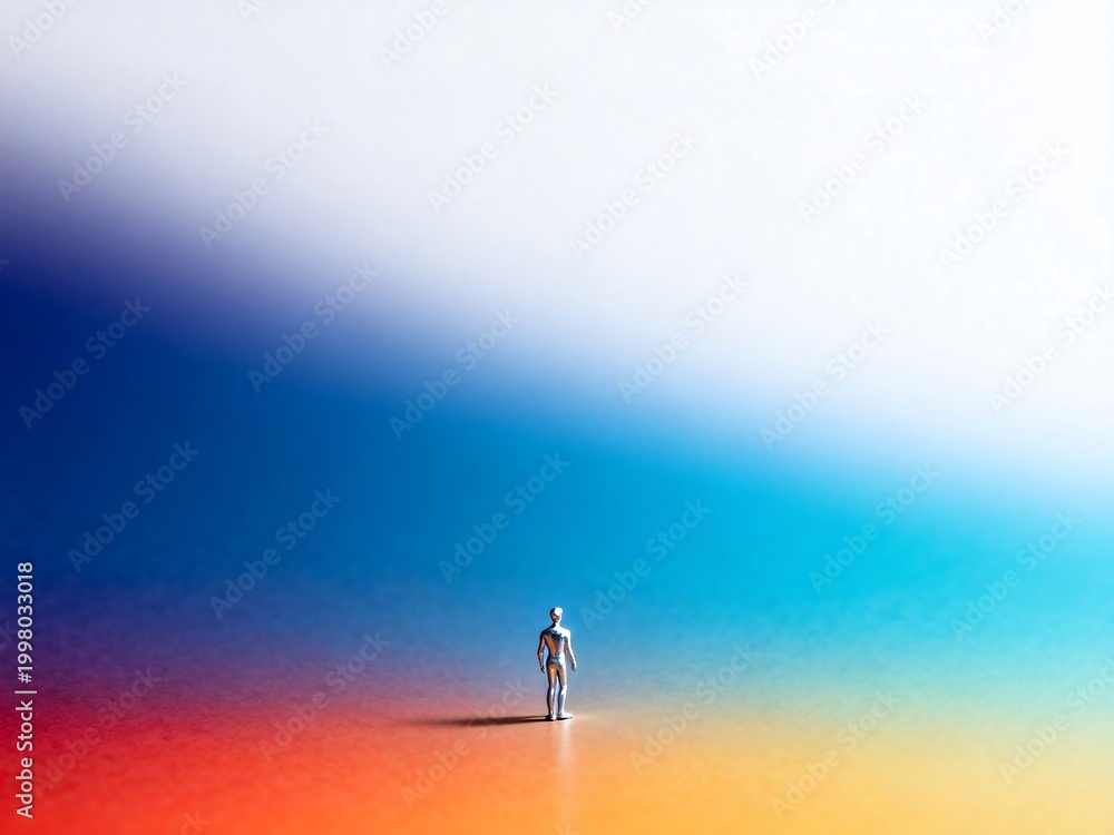 Fototapeta premium Miniature Figure on Colorful Gradient Background