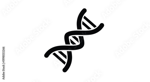 Simple black vector illustration of a DNA double helix representing genetics and biological science.