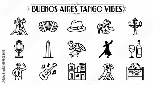 Buenos Aires Tango Vibes Icons Set