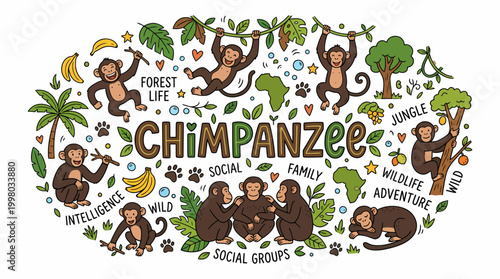 Chimpanzee Family Wildlife Jungle Forest Life Adventure