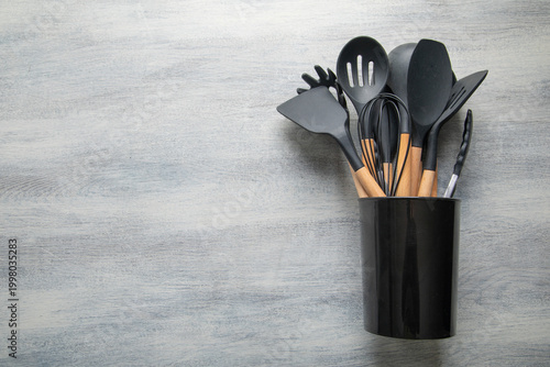 Tableau sur toile Set of kitchen utensils on the table.