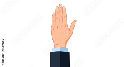 Hand gesture, waving hand, stop sign, palm facing outward, vector icon