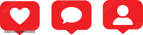 Free Download Red social media heart, speech bubble, user profile - GFXLoad