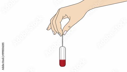 Medical, healthcare, vector illustration of hand holding blood sample, test tube, red liquid, medical equipment, laboratory
