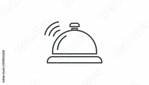 Cloche bell icon, restaurant service symbol, food cover illustration, line art logo
