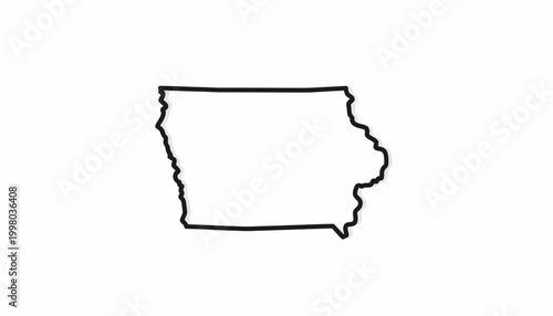Photos Iowa State Map Outline, Vector Illustration, Black Line Art, Geographic Boundary