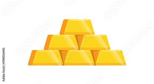 Golden bars, gold bullion, treasure blocks, shiny metal ingots, wealth icons