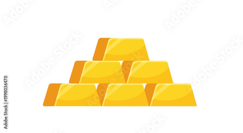 Golden bars, gold ingots, treasure stack, shiny gold, wealth icons, vector gold