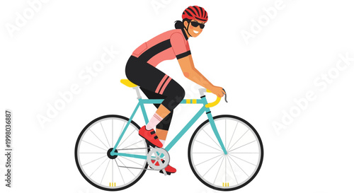 Cycling, bicycle, bike, rider, vector illustration, sports, fitness, transportation, cycling gear, athlete