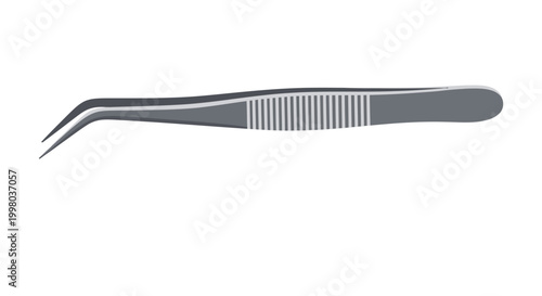 Eyelash extension tweezers, lash lift tool, beauty applicator, gray metal instrument, cosmetic tweezer