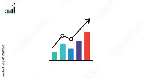 Free Download Statistical bar chart with a rising arrow line representing financial growth, business success, and positive economic trends. - GFXLoad