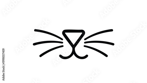 Fotografie Minimalist Cat Whiskers Logo Design, Animal Icon, Pet Brand Graphic